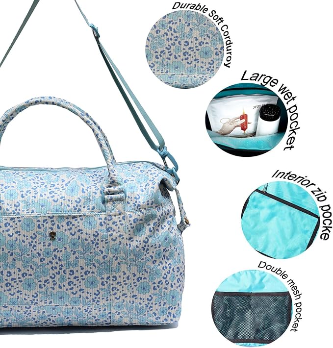 ESVAN Travel Tote Duffel Gym Bag,Weekender Overnight Carry-on Tote Crossbody Bag with Wet Pocket and Trolley Sleeve Upgraded