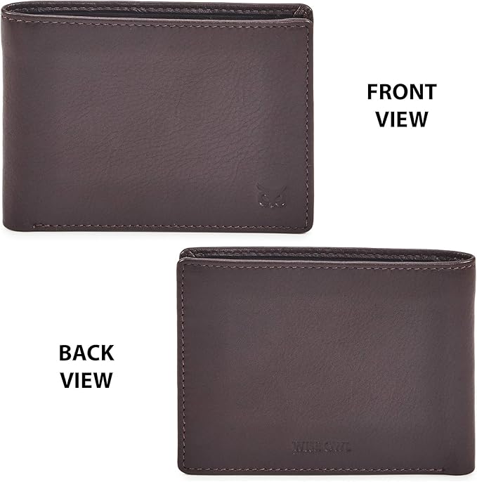 Real Leather Mens Bifold Wallet RFID Blocking Slim Minimalist Front Pocket - Thin & Stylish with ID Window in Gift Box (Nappa, Chocolate)