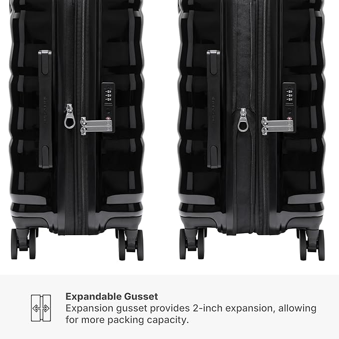 Traveler's Choice Edinburgh II Hardside Spinner Luggage, TSA Lock, Black, 3 Piece Set (21/25/29)