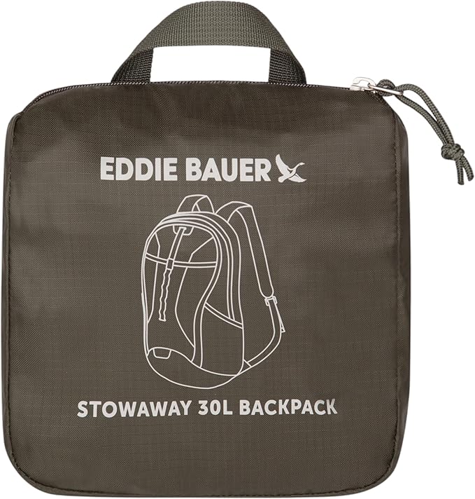 Eddie Bauer Stowaway Packable Backpack | Travel | Outdoor | Lightweight | Foldable | Durable | Ripstop Polyester | 30L - Dark Forest