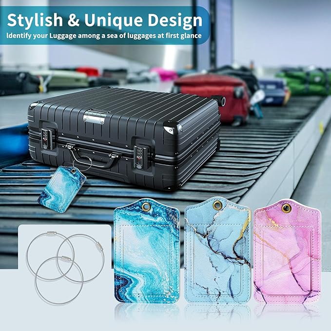 Fishent Luggage Tag, 3 Pack Travel Cruise Luggage Tags for Suitcases, Cute Suitcase Tags Identifiers Bag Tags with Privacy Flap, Baggage Name Tag for Women Men Luggage Backpack Handbag School Bag