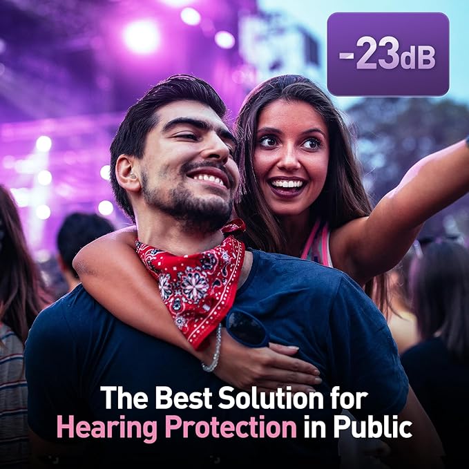 High Fidelity Concert Ear Plugs, Noise Cancelling Silicone Ear Plugs 2 Pairs Great for Concerts Loud Music, Musicians, Motorcycles, Airplanes, Raves, Hearing Protection -20 dB (Pearl)