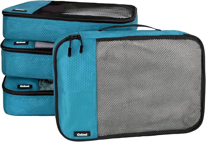 Packing Cubes for Travel Essentials,4 Set Packing Cubes for Suitcases,Lightweight Mesh Luggage Organizer Bag,Blue