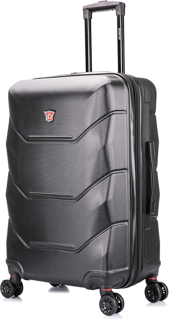 DUKAP ZONIX Luggage with Spinner Wheels | Durable Lightweight Hardside Suitcase, Spacious Travel Bag with Handle and Trolley | 26 Inch Medium Checked Luggage | Black