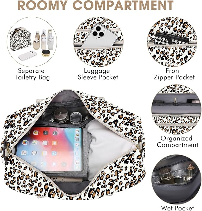 Travel Duffle Bag Weekender for Women - Carry-On Overnight Personal Item Bag with Shoe Compartment & Wet Pocket Large Weekend Tote Bags with Toiletry Hospital Bags for Labor and Delivery