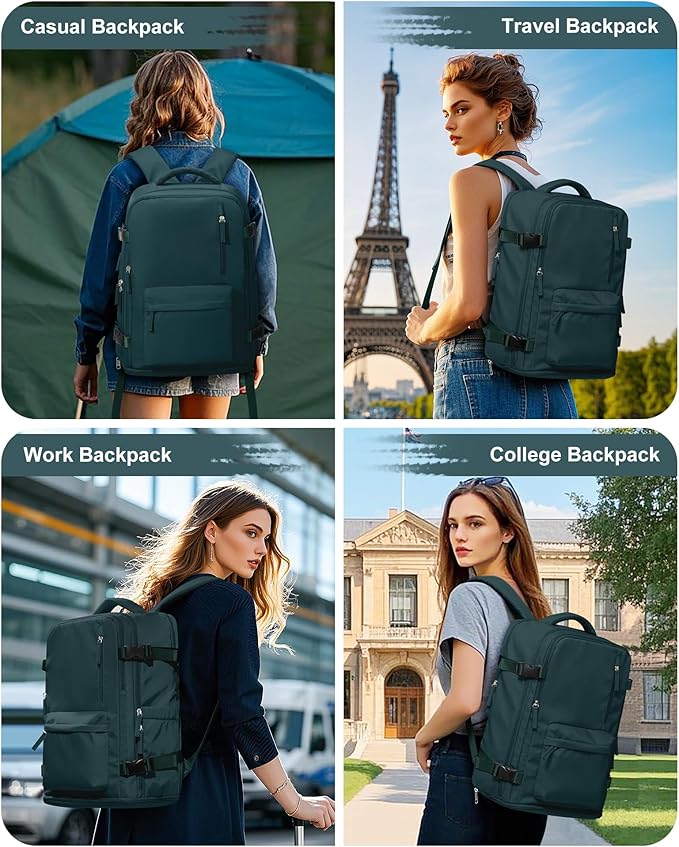 VGCUB Large Travel Backpack Bag for Women Men,Carry on Backpack,17 Inch Laptop Business Work Waterproof Backpack with Laptop Compartment,Person Item Flight Approved,Mochila de Viaje,Peacock Blue