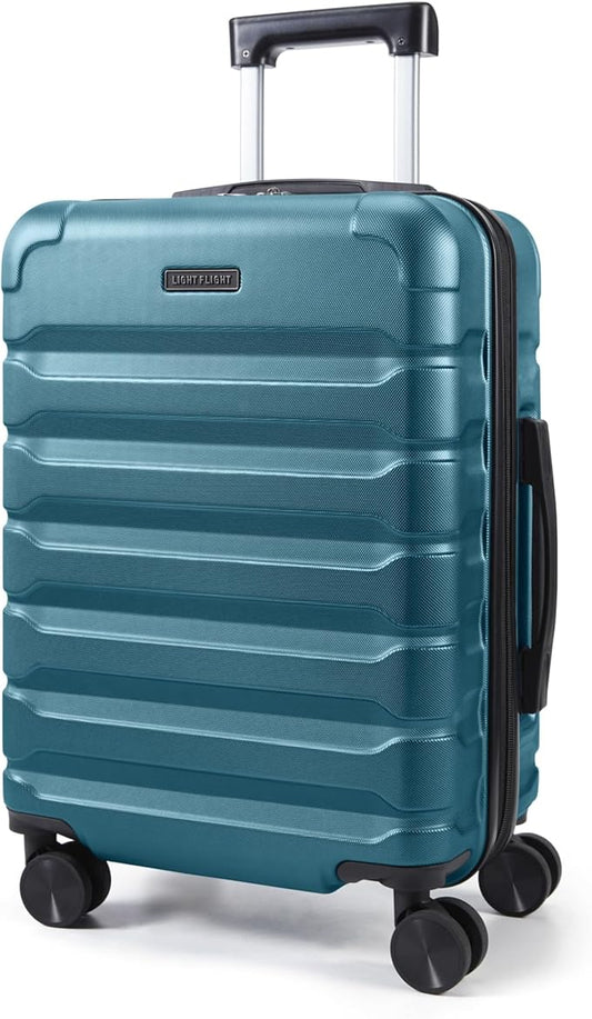 LIGHT FLIGHT Carry On Luggage 22x14x9 Airline Approved, Expandable Carry On Suitcases with Wheels, Lightweight Luggage, Durable Hard Shell 20 Inch Rolling Suit Case for Men Women Travel,Teal Blue