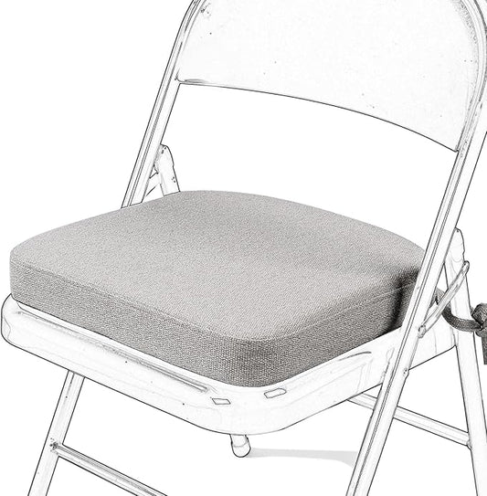 SINOSSO Memory Foam Chair Cushion for Folding Chair 1 Pcs, Thickened 2" Square Kitchen Chair Pad with Ties, Indoor Non-Slip Dining Chair Seat Cushion (1 Pcs, Light Gray)