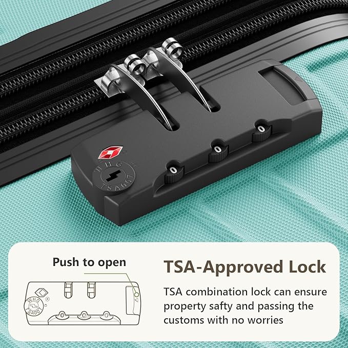 21 Inch Carry On Luggage, ABS Hardside Suitcase with Spinner Wheels, Airline-Approved Cabin Luggage with TSA Security Lock, Expandable Travel Suitcase for Flights, Business Trips & Weekend Vacations