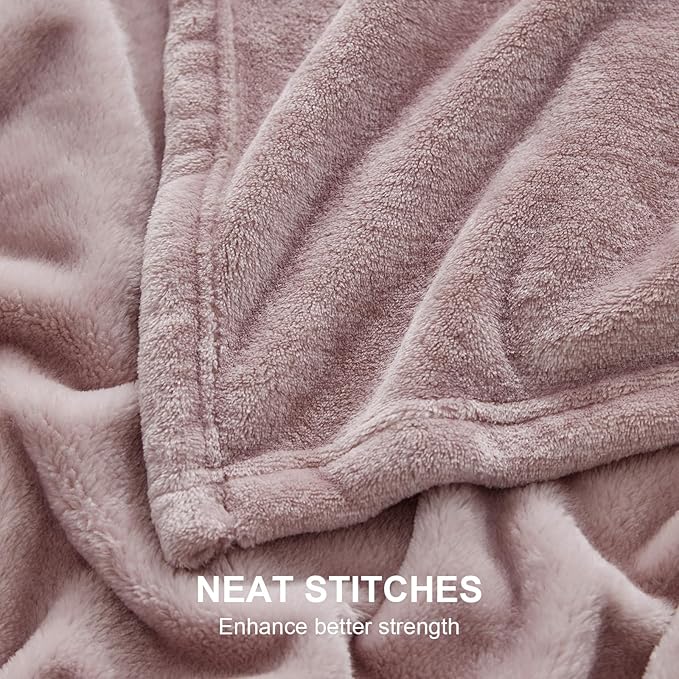 Hansleep Fleece Pink Throw XL Blanket, Super Soft Flannel Fuzzy Plush Cozy Blanket for All Seasons, Pink, Throw XL 50x70 Inches