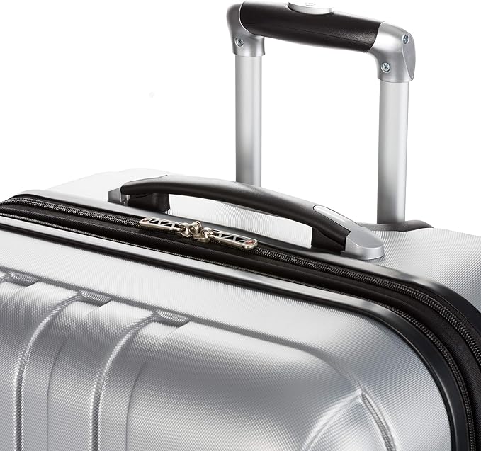 SwissGear 7585 Hardside Expandable Luggage with Spinner Wheels, Silver, Checked-Large 28-Inch