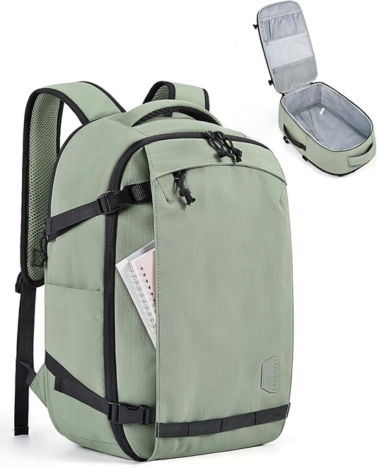 BAGSMART Travel Backpack Women, 15.6 Inch Carry On Backpack Flight Approved, TSA Approved Personal Item Travel Bag, Water Resistant Weekender Bag Luggage Daypack, Pistachio