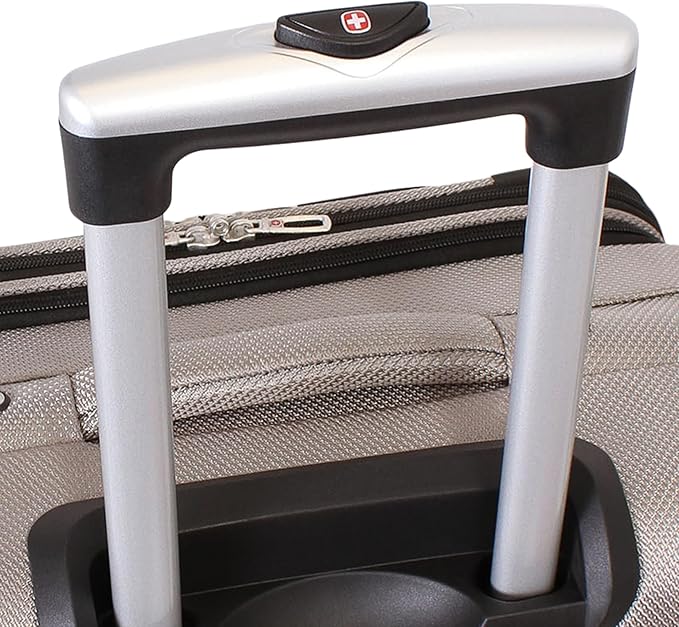 SWISSGEAR Sion Softside Expandable Spinner Luggage Durable Lightweight Travel Suitcase, Pewter, Checked-Medium 25-Inch