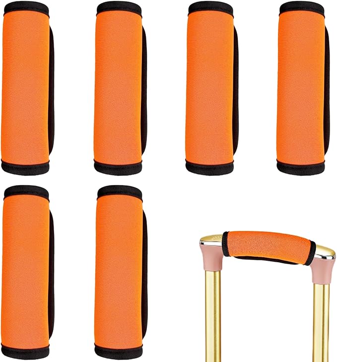6 Pack Luggage Handle Wrap for Suitcase Luggage Tags Bright Soft Suitcase Identifiers Luggage Handle Covers Travel Accessories, Orange