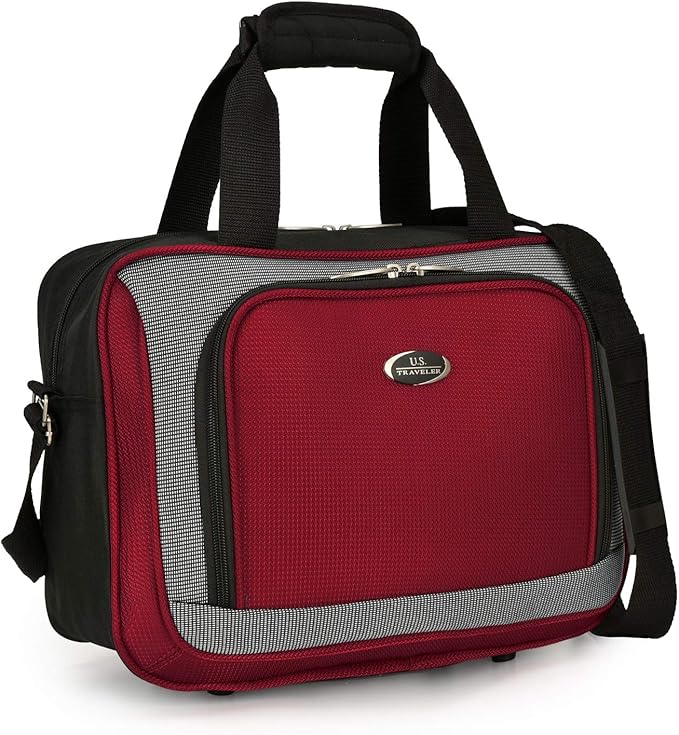 U.S. Traveler New Yorker Lightweight Expandable Rolling Luggage, Red/Gray, 4-Piece Set