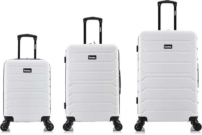 InUSA TREND Luggage with Spinner Wheels | Durable Lightweight Hardshell Suitcase,Travel sets with Handle and Trolley | (20in, 24in, 28in) 3 Piece Set | White