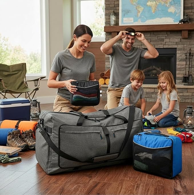 Bago Extra Large Duffle Bag for Travel Women & Men. Durable, Lightweight, Foldable Travel Duffel Bags For Traveling Women. 140L Duffle Bags Use As a Weekender Bag with Shoe Compartment, Checked Duffel