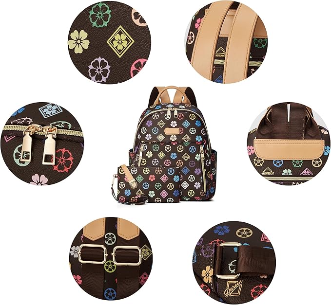Makes Mini Backpack for Women, Stylish Daypack Purse Handbag Small Casual Daily Travel Bag, Lady Girls Gifts for Work School, 2pcs Sets