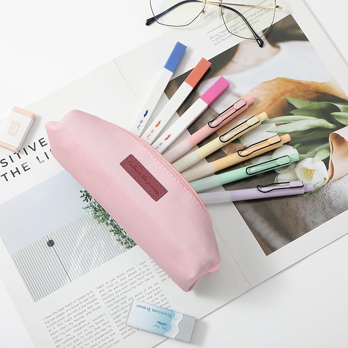 Mr. Pen- Cute Pencil Case Pouch, Pink Color, Multipurpose Canvas Bible Pencil Pouch