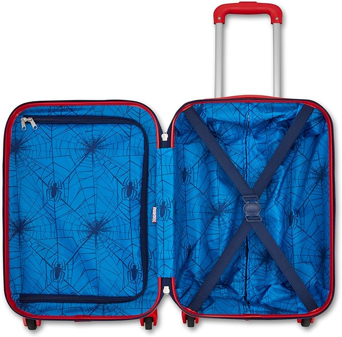 American Tourister Spiderman Iconic Carry-On Luggage - Airline Approved, Durable Hardshell - Roll Confidentially with Spinner Wheels & Colorful Adjustable Handle
