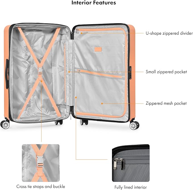 Travel Select Snowcreek Hardside Expandable Spinner Luggage Set w/USB Port, Tangerine, 2-Piece