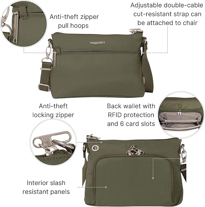 Baggallini womens Securtex Anti-theft Memento Crossbody Bag