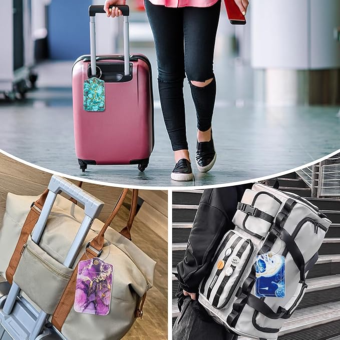 Fishent Luggage Tag, 3 Pack Travel Cruise Luggage Tags for Suitcases, Cute Suitcase Tags Identifiers Bag Tags with Privacy Flap, Baggage Name Tag for Women Men Luggage Backpack Handbag School Bag