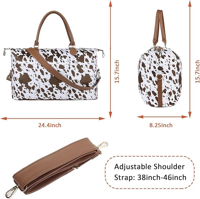Weekender Bag Duffle Bag For Women Large Travel Tote Bag Overnight Weekend Bags With Shoulder Strap Cow Leopard Atzec…