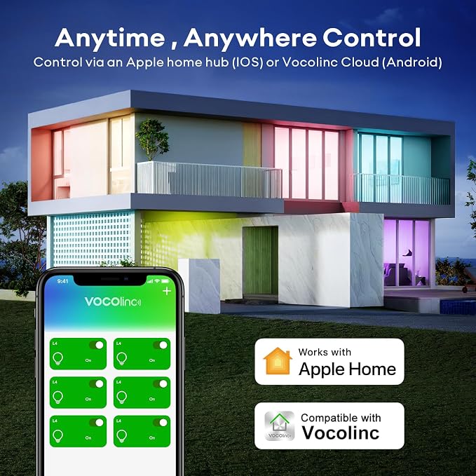 VOCOlinc Smart Light Bulb Works with Apple Homekit, Alexa, Google Home, Full Color Changing WiFi LED Bulbs, 850 Lumens Dimmable Multicolor 2200K-7000K, A21, 9.5W, 3 Pack