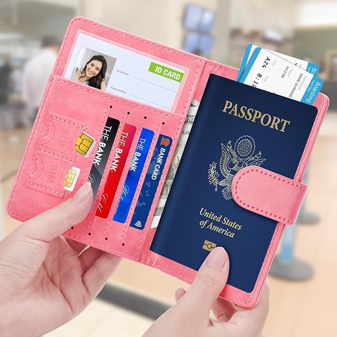 Herain Passport Holder for Travel Cruise Essentials, 2 Pcs Passport Cover Wallet Case Travel Gifts Women Men Family, RFID Passports Book Card Holders Travels Accessories Must Haves