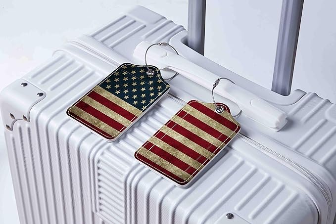 Luggage Tags for Suitcases, 2 Pack Cute PU Leather Suitcase Tag Identifiers TSA Approved with Stainless Steel Loop and Address Card for Baggage Tag for Cruise Airport Travel Essentials by Chelmon