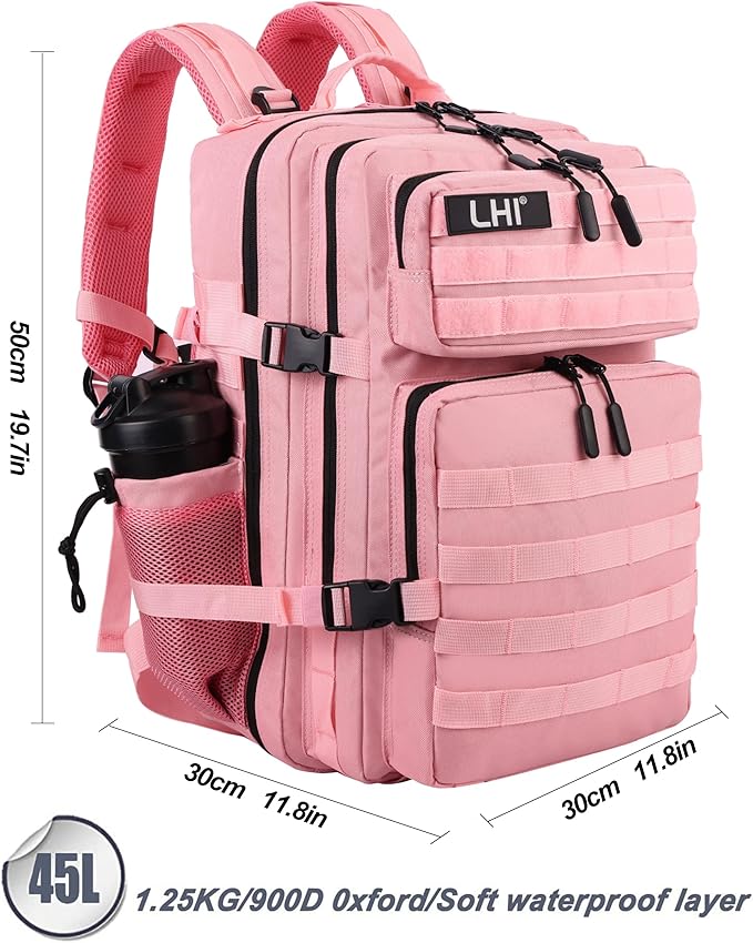 LHI Military Tactical Backpack for Men and Women 45L Army 3 Days Assault Pack Bag Large Rucksack with Molle System