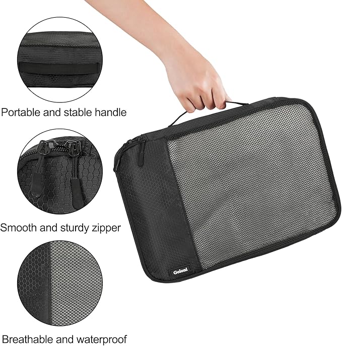 Packing Cubes for Travel Essentials,4 Set Packing Cubes for Suitcases,Lightweight Mesh Luggage Organizer Bag,Black