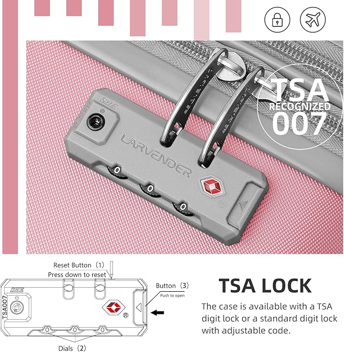 LARVENDER Luggage Sets 6 Piece Hardshell Expandable Suitcases with Spinner Wheels TSA Lock, Lightweight ABS Travel Carry On Luggage Set for Women, Pink Grey
