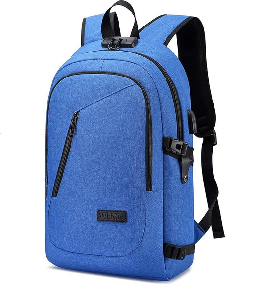 WENIG Durable Laptop Backpack Water Resistant Anti-Theft Bag with USB Charging Port and Lock, Slim Computer Business Backpacks for Women Men Fit 15.6 Inch Laptops
