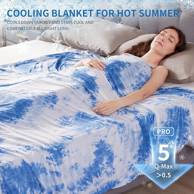Guohaoi Cooling Throw Blanket for Hot Sleepers,Decortive Tie Dye,Arc-Chill Q-Max >0.5Cool Fiber,100% Oeko-Tex Certified,Lightweight Summer Cool Blanket for Ultra Cold Breathable,Keep Cool,60''x90''