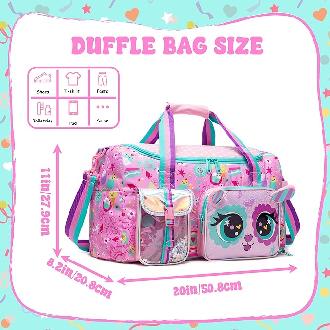 Kids Duffle Bag Girls Travel Bag for Kids Overnight Bag for Girls Dance Bag for Girl Weekender Bag Gym Bag with Shoe Compartment
