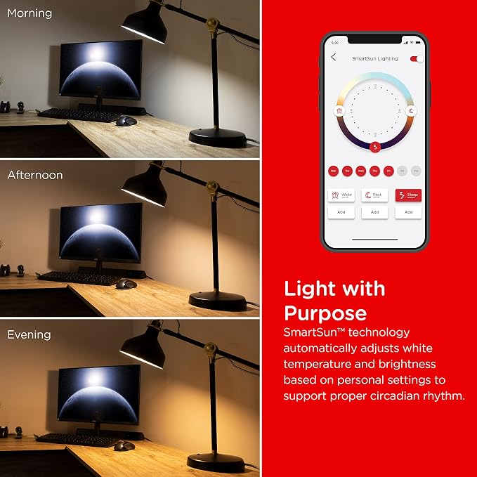 UltraPro Wi-Fi LED Smart Light Bulb, A19, 60W Equivalent, White Select Tunable 2700K - 6500K, Full-Range Dimmability, 2.4GHz Router Required, Circadian Rhythm, Easy-to-Use App, 51443