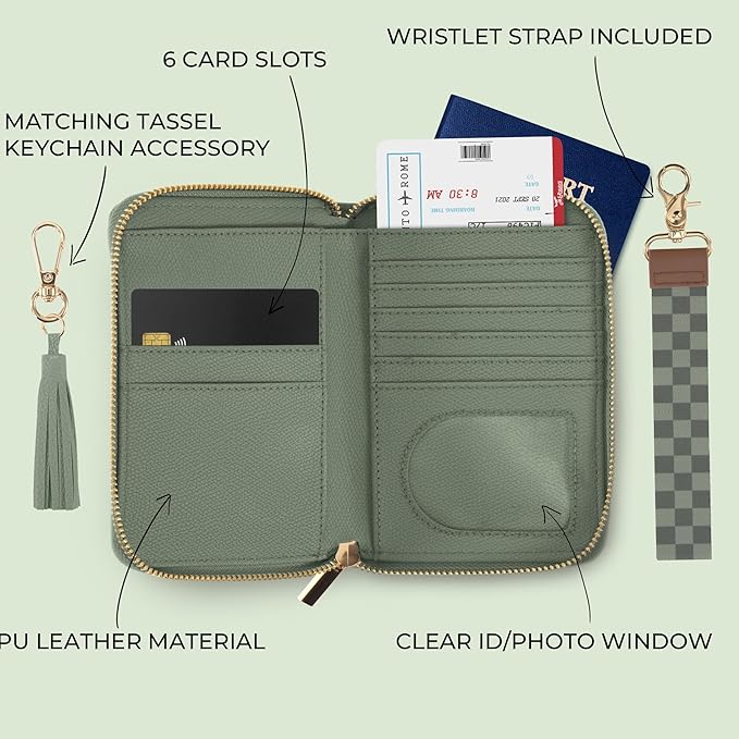 Beautiful Passport Holder for Travel with Wristlet Strap - All-in-One Wallet for Women with Card Slots and Tassel Keychain - Perfect Case to Keep Your Travel Documents Organized & Safe