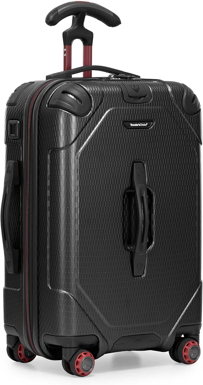 Traveler's Choice Maxporter II Polycarbonate Hardside Trunk with Spinner Wheels, Black, 22-Inch Carry-on Luggage