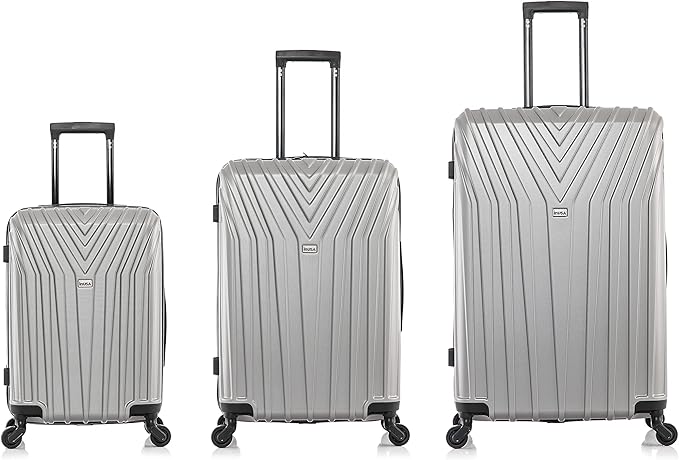 InUSA VASTY Luggage with Spinner Wheels | Durable Lightweight Hardshell SuitcaseTravel Sets with Handle and Trolley | (20in 24in 28in) 3 Piece Luggage Set | Grey