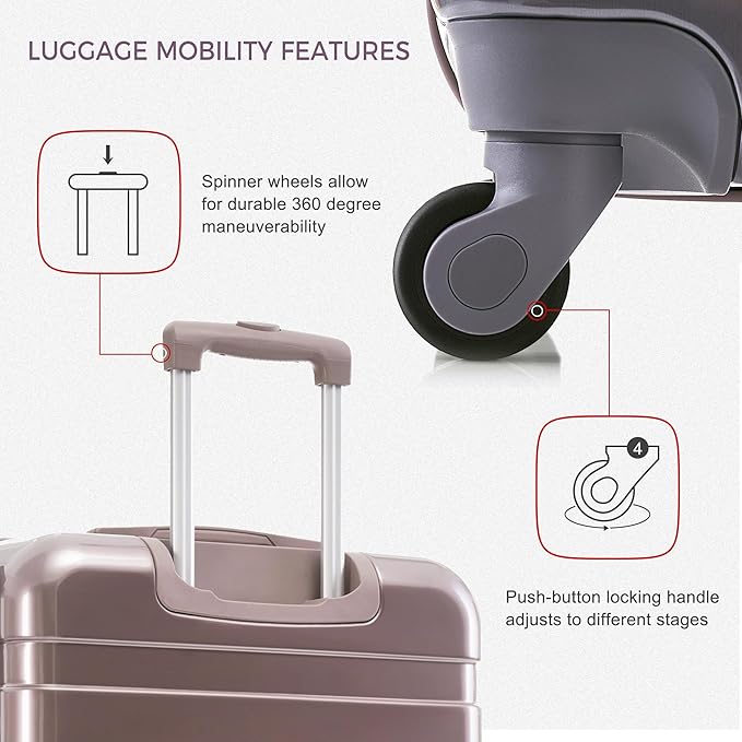 3 Pcs ABS Hardside Luggage Sets TSA Lock Spinner Wheel Suit Case