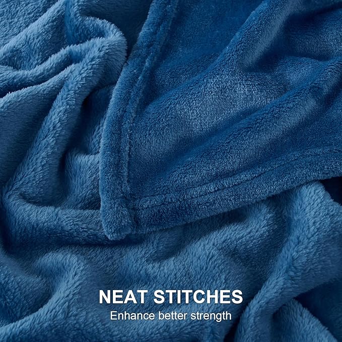 Hansleep Fleece Mineral Blue King Blanket, Flannel Fuzzy Plush Cozy Blanket for All Seasons, Mineral Blue, King 90x108 Inches