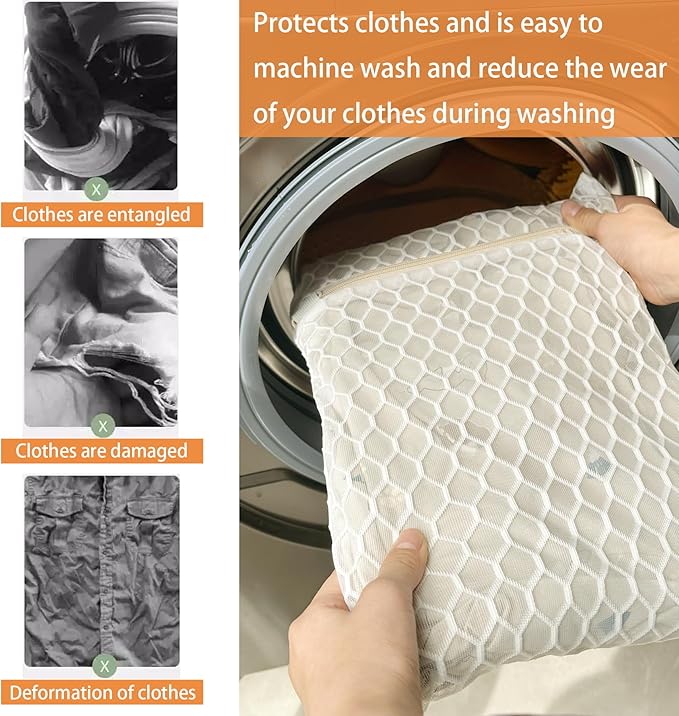 2 Pack Laundry Bag, Durable Big Honeycomb Mesh Laundry Bags Suitable for Delicate Clothes Washing 24 x 24 Inches (2 XX-Large)
