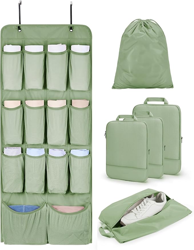 BAGSMART Hanging Compression Packing Cubes for Closet Organizers And Storage, 6 Set Suitcase Organizer Bags Set, Cruise Travel Essentials for Women | Hanging, Compression, Packing Cubes, for Women