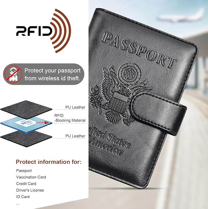 Herain Passport Holder for Travel Cruise Essentials, 2 Pcs Passport Cover Wallet Case Travel Gifts Women Men Family, RFID Passports Book Card Holders Travels Accessories Must Haves