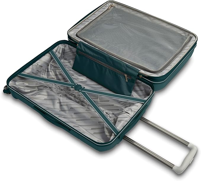 American Tourister Stratum 2.0 Hardside Expandable Luggage with Spinners, Pine Green, 2PC SET (Carry-on/Medium)