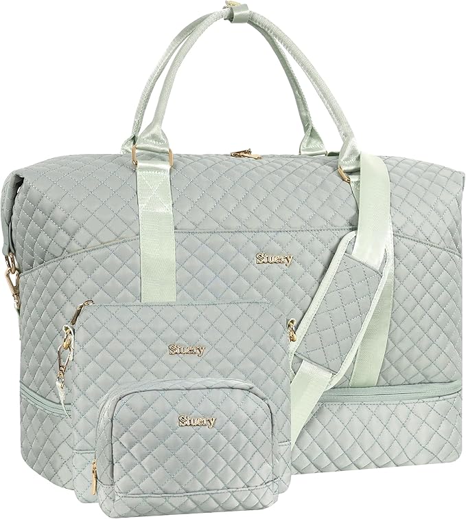 Weekender Bag, Large Travel Duffel Bag for Women, Carry on Overnight Bag with Shoe Compartment and Toiletry Bags