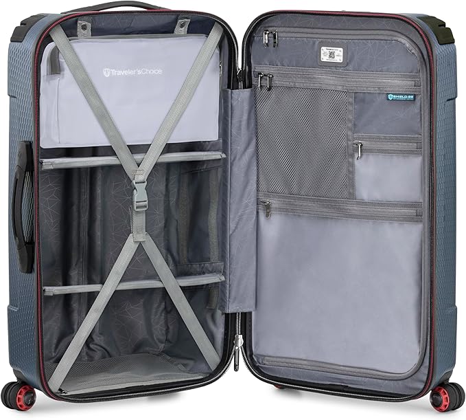 Traveler's Choice Maxporter II Polycarbonate Hardside Trunk with Spinner Wheels, Navy, 28-Inch Medium Trunk