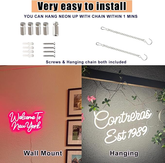Custom Neon Sign for Wall Decor, Glow LED Kids Room, Wedding Business Light | Personalized Name Birthday Gift, Home Bedroom, Bar Shop Decorations, Durable, Dimmable, Battery/Plug-in Use, Easy Hang/Mount